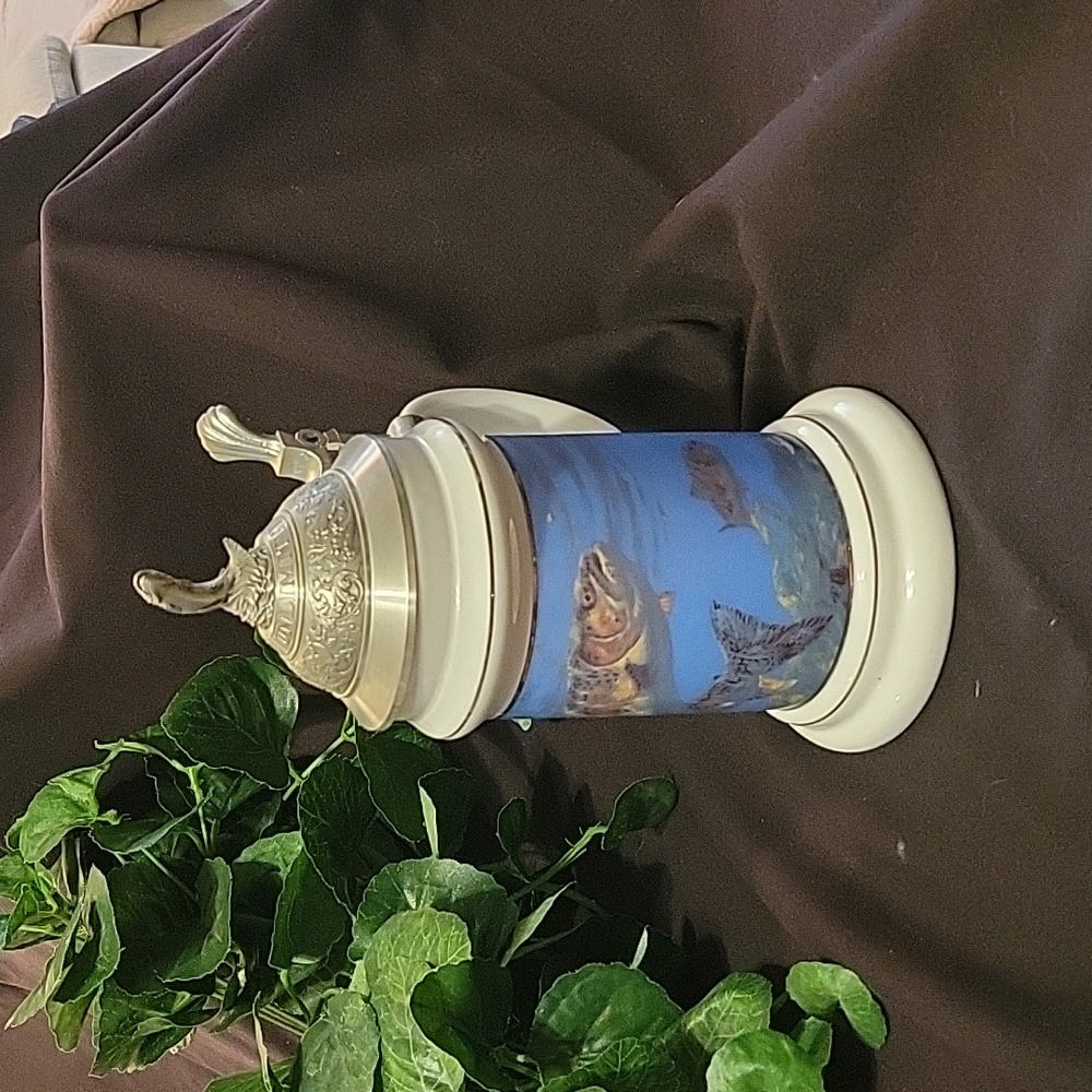 Limited Edition stein. Ceramic/pewter. Trout Unlimited. Collectors stein